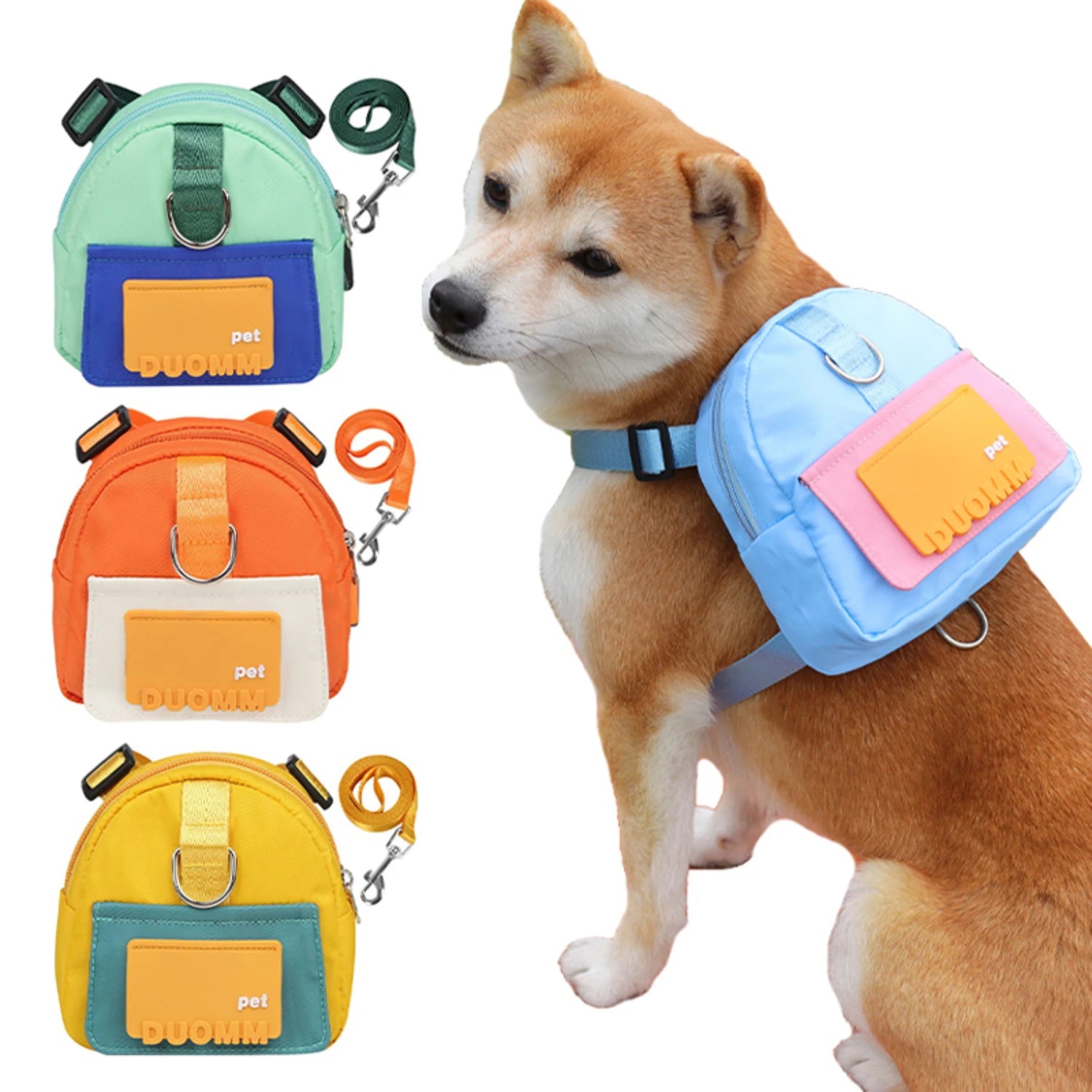 Portable all-inclusive pet backpack - ideal for outdoor adventures! Features adjustable harness collar.