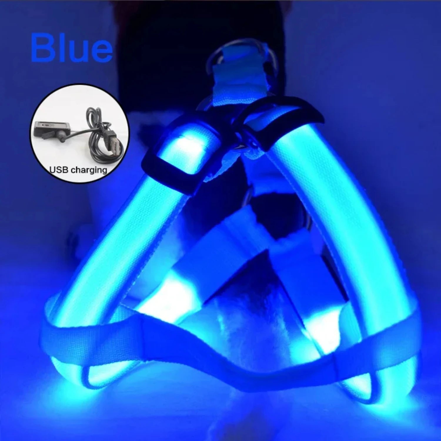 Glow-in-the-Dark LED Light Safety Nylon Lighted Dog Harness