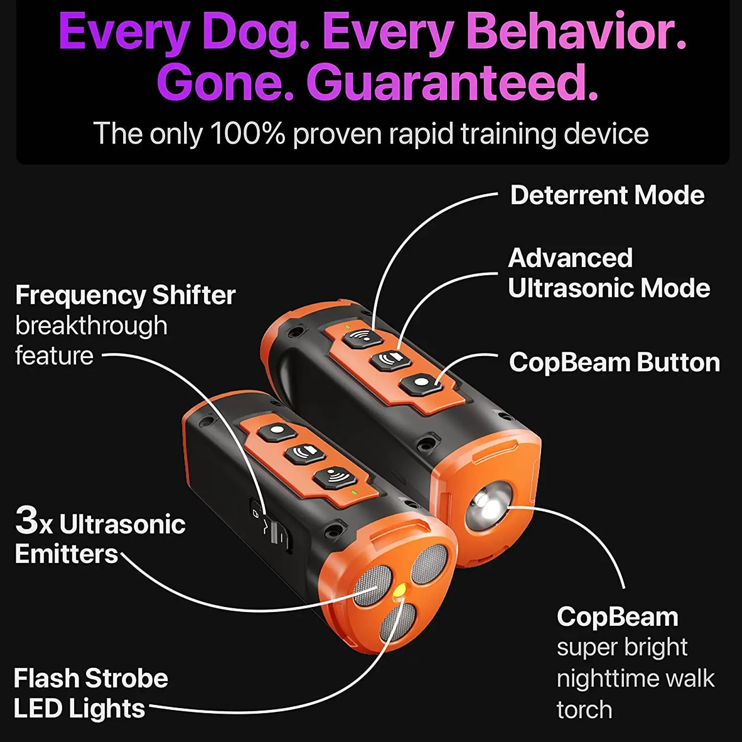 Dog Bark Deterrent Device With LED Flashlight