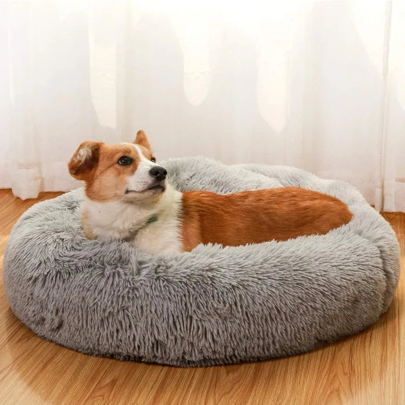 Donut Dog Bed – Calming & Cozy Faux Fur Pet Bed for Medium-Sized Dogs