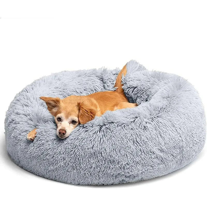 Donut Dog Bed – Calming & Cozy Faux Fur Pet Bed for Medium-Sized Dogs