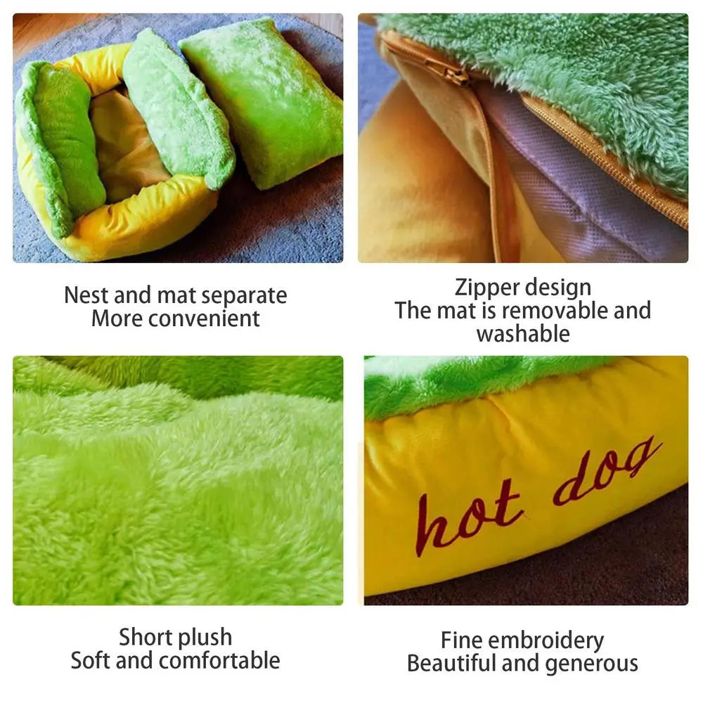 Warm Winter Dog Bed | Hot Dog Shaped | Zippered & Anti-Slip for Small to Large Dogs