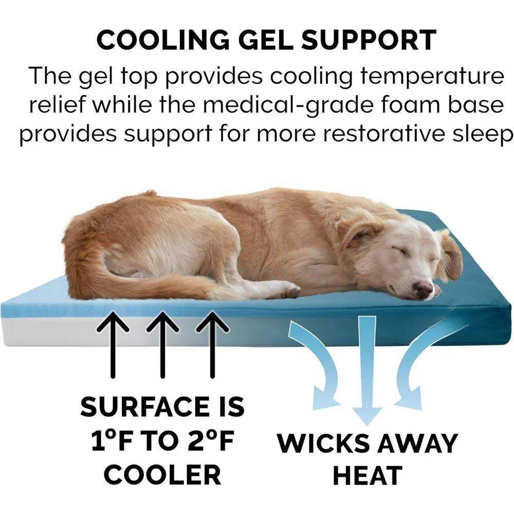 Water-Resistant Cooling Gel Dog Bed for Medium/Small Dogs w/ Removable Washable Cover, For Dogs Up to 35 lbs