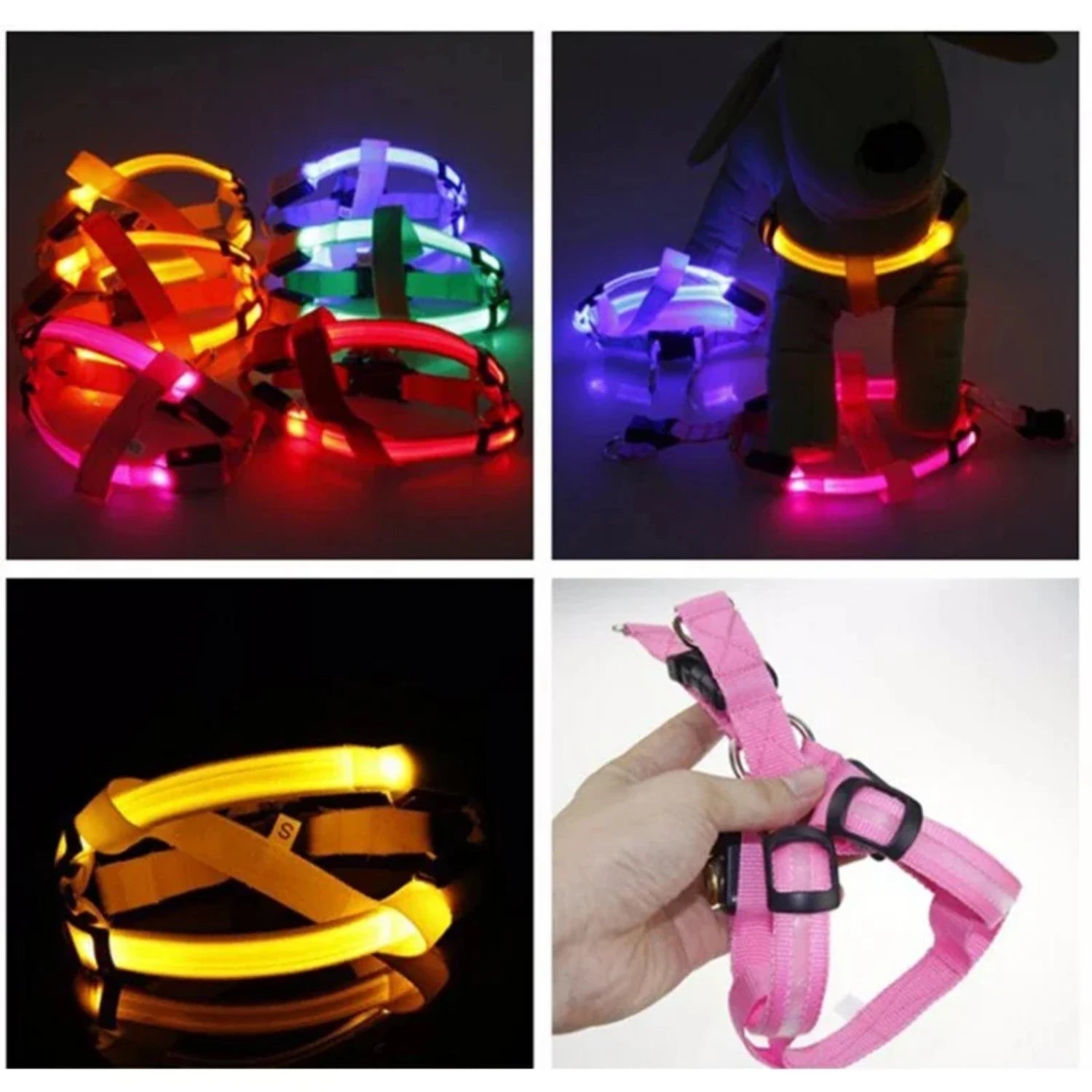 Glow-in-the-Dark LED Light Safety Nylon Lighted Dog Harness