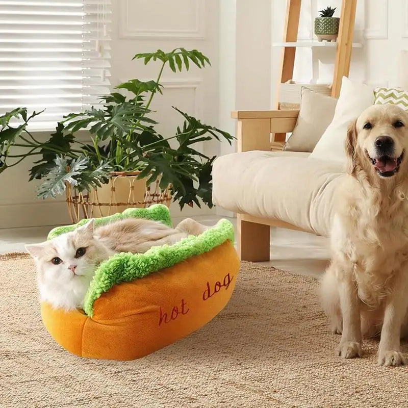 Warm Winter Dog Bed | Hot Dog Shaped | Zippered & Anti-Slip for Small to Large Dogs