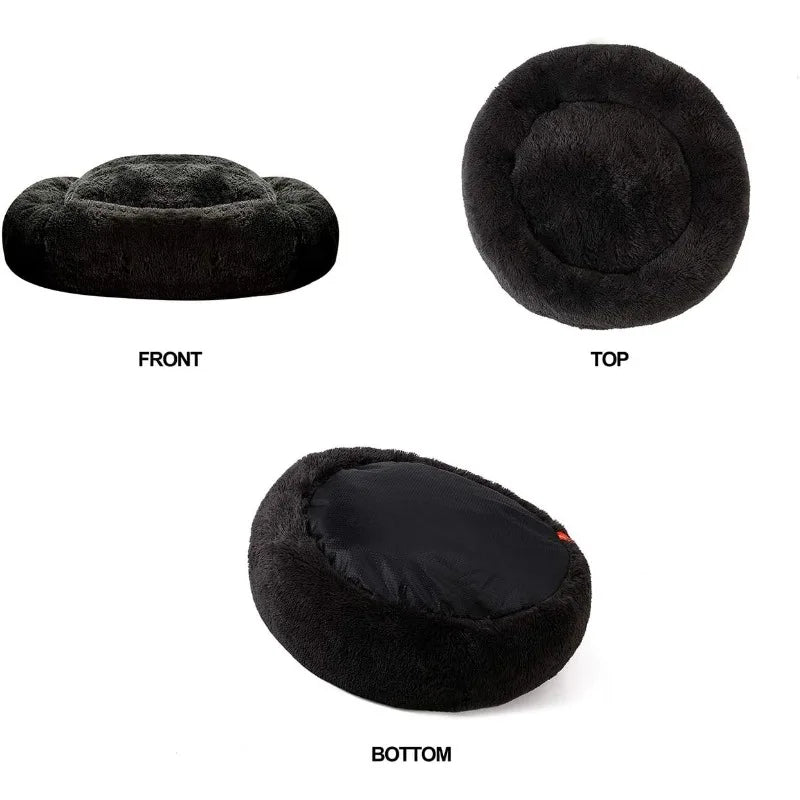 Donut Dog Bed – Calming & Cozy Faux Fur Pet Bed for Medium-Sized Dogs