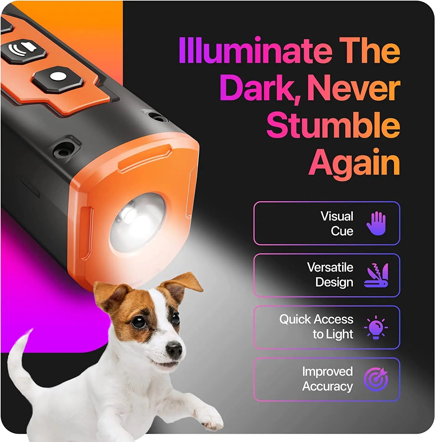 Dog Bark Deterrent Device With LED Flashlight