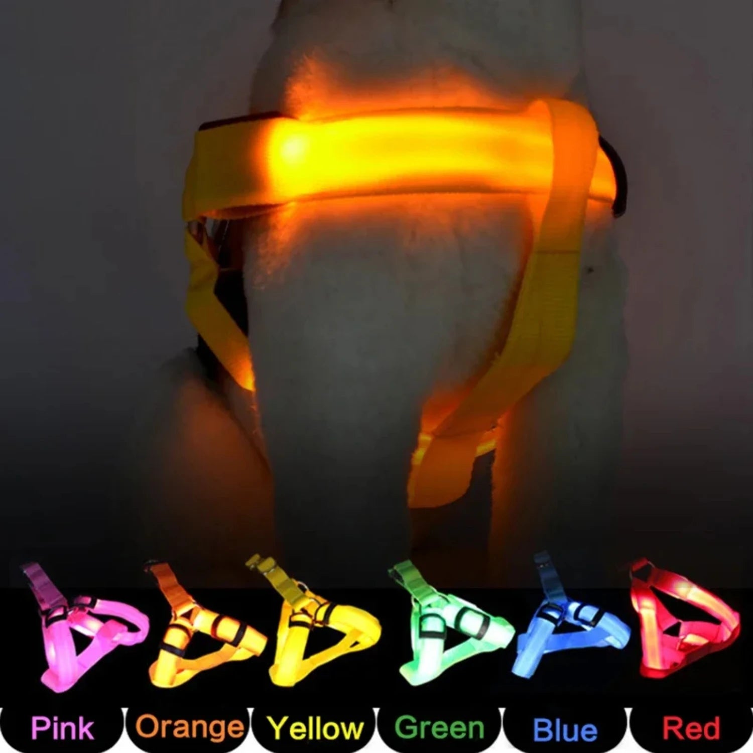 Glow-in-the-Dark LED Light Safety Nylon Lighted Dog Harness