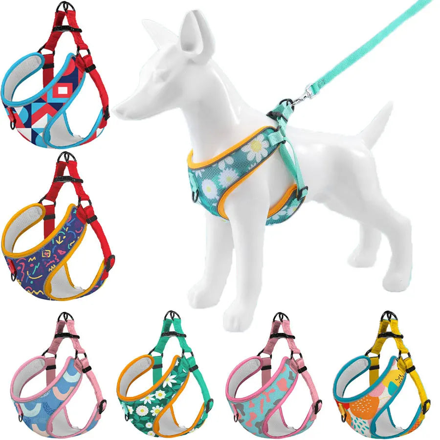 Reflective Pet Dog Harness and Leash Set - Comfortable & Breathable for Small and Medium Dogs