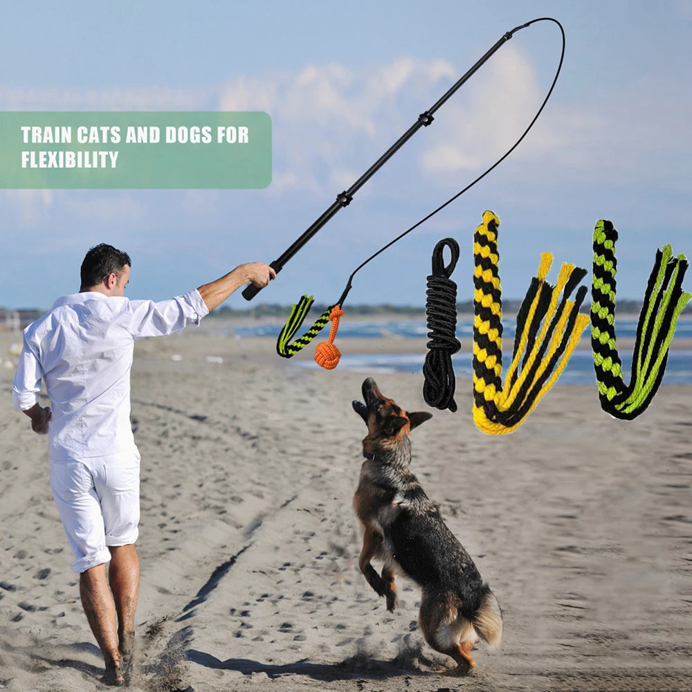 Extendable Flirt Pole Interactive Dog Toy – Fun & Exercise for Your Furry Friend!