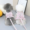 Summer Dog Harness Flower Dress Set