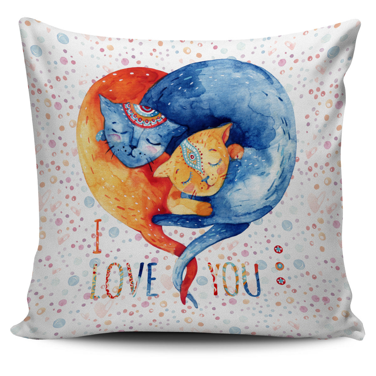 Cat Love Color Pillow Cover