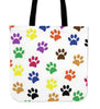 Colored Paw s Tote Bag