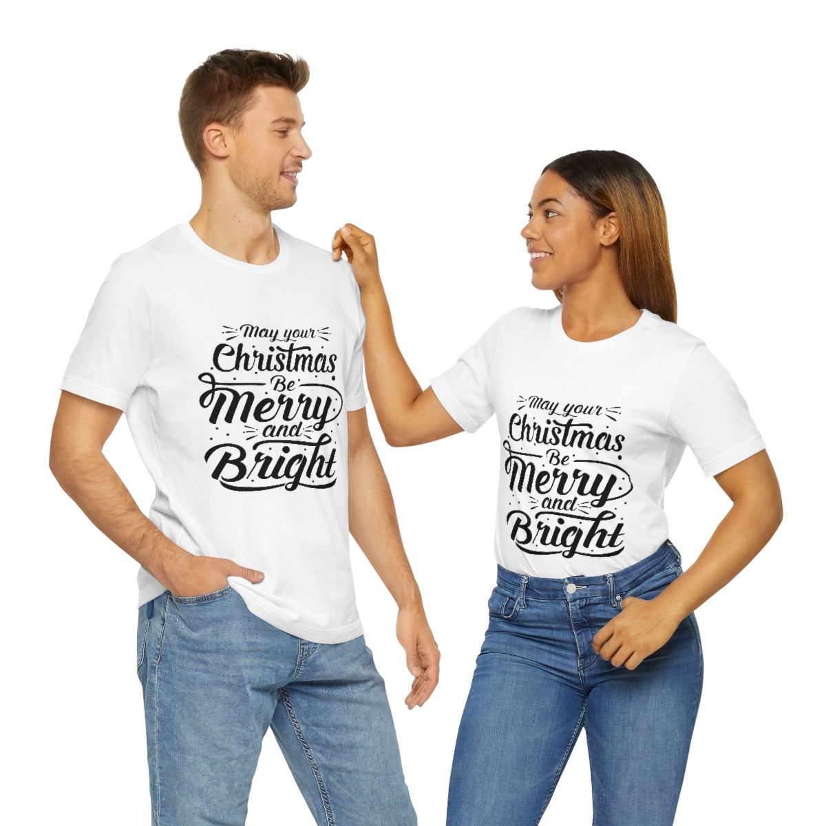 Merry and Bright Christmas Tee, Christmas T-shirt, Merry Christmas T-shirt, Unisex T-shirts, Unisex jersey short sleeve tee
