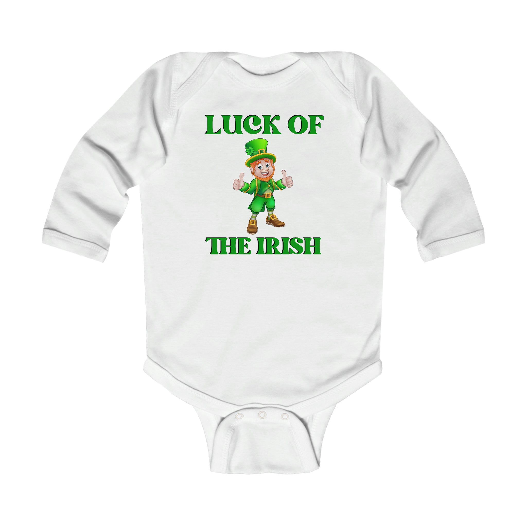 Luck 'O The Irish Long Sleeve Baby Bodysuit, St. Patrick's Long Sleeve Baby Bodysuit
