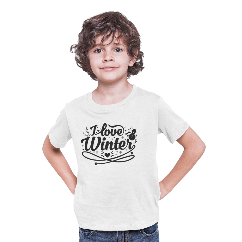 I Love Winter Kids Christmas Tee, Kids Christmas T-shirt, Merry Christmas Kids T-shirt, Unisex Kids T-shirts, Unisex jersey short sleeve kids tee