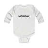 Monday Long Sleeve Baby Bodysuit