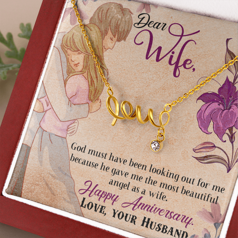 Happy Anniversary to My Dear Wife Scripted Love Necklace
