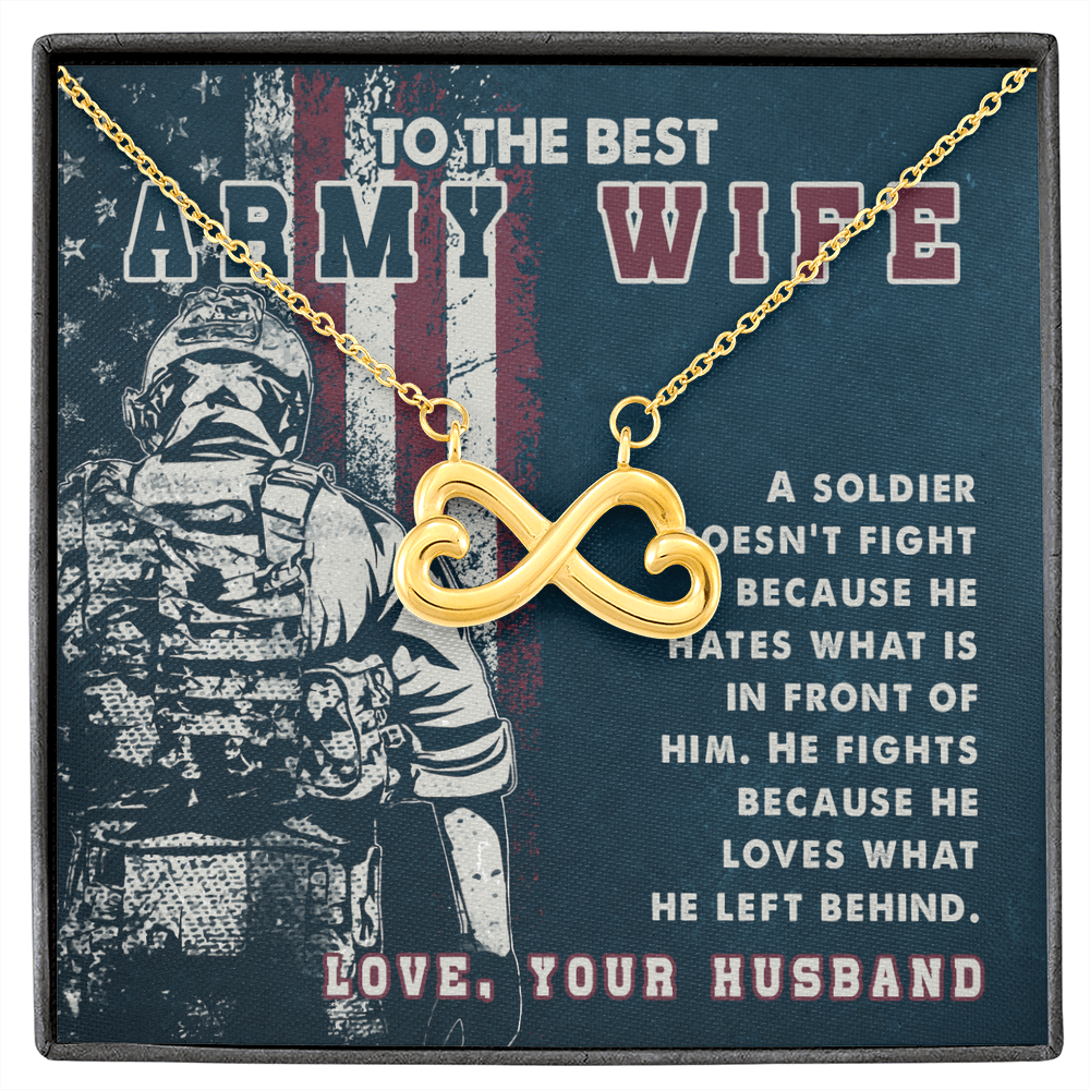 To My Army Wife Infinity Heart Necklace