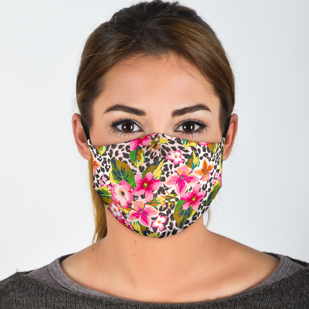 Leopard Print and Flowers Face Mask with Filters