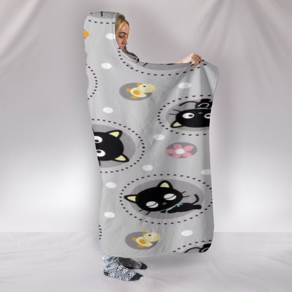 Black Kitty Hooded Blanket
