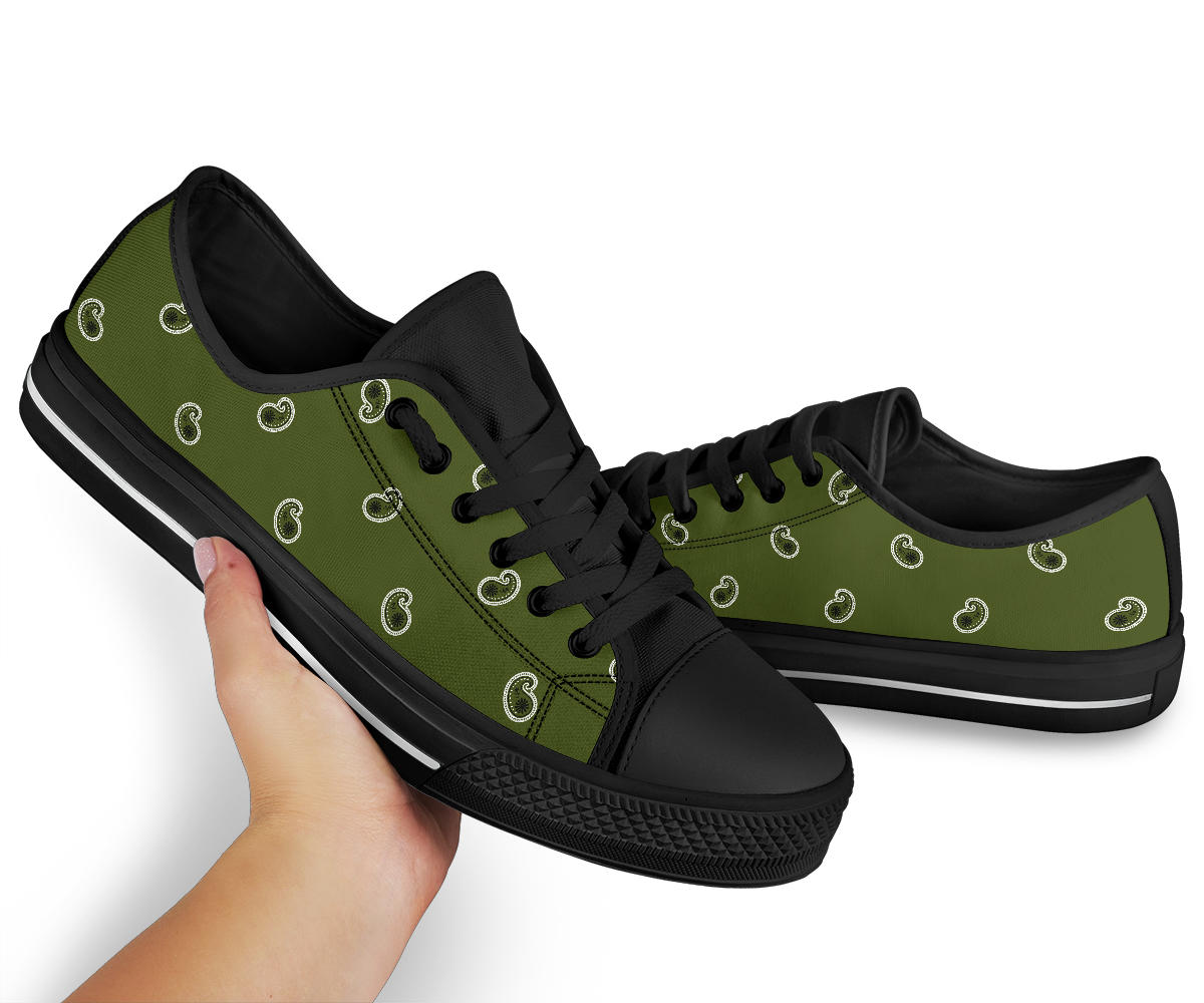 Army Green Paisley Low Top Sneakers