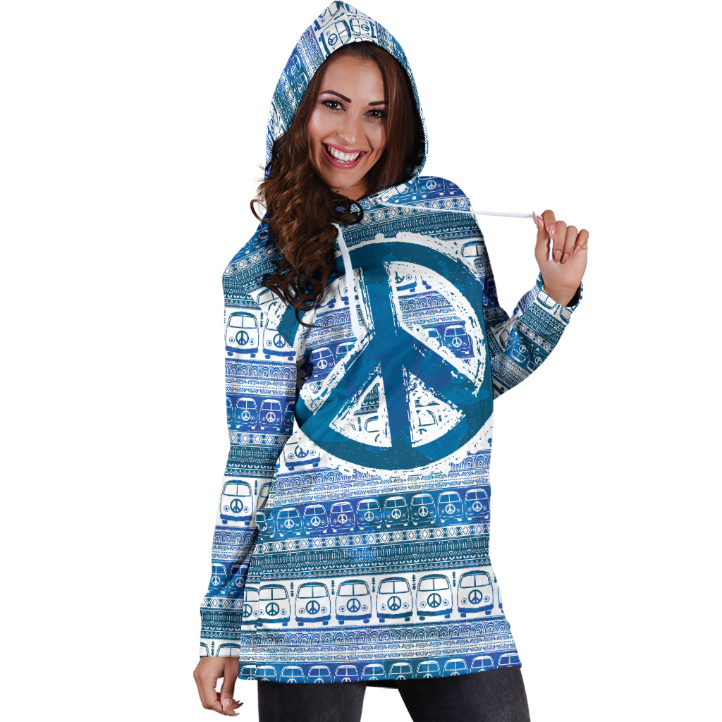 Bus and Peace Hippie Women's Hoodie Dress