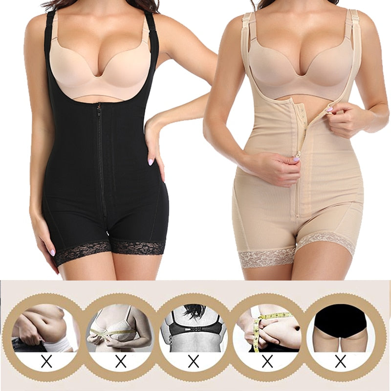 Clip And Zip Slimming Bodysuit With Butt Lifter Tummy Trimmer Compression